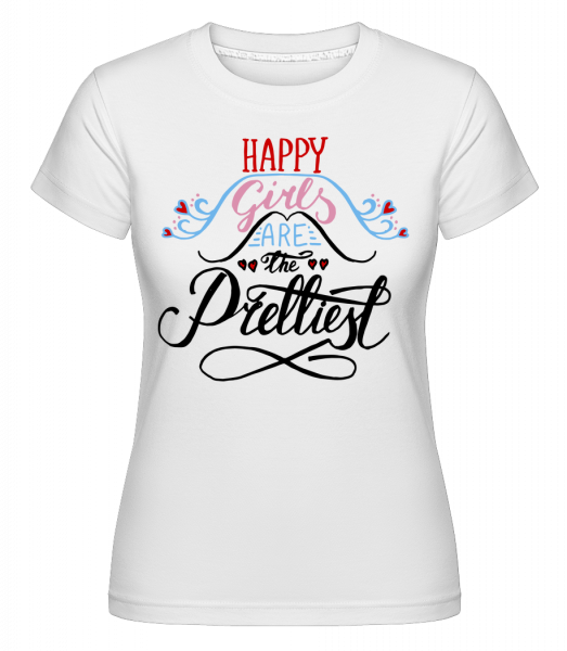 Šťastné dievčatá sú najkrajšie -  Shirtinator tričko pre dámy - Biela - Predné