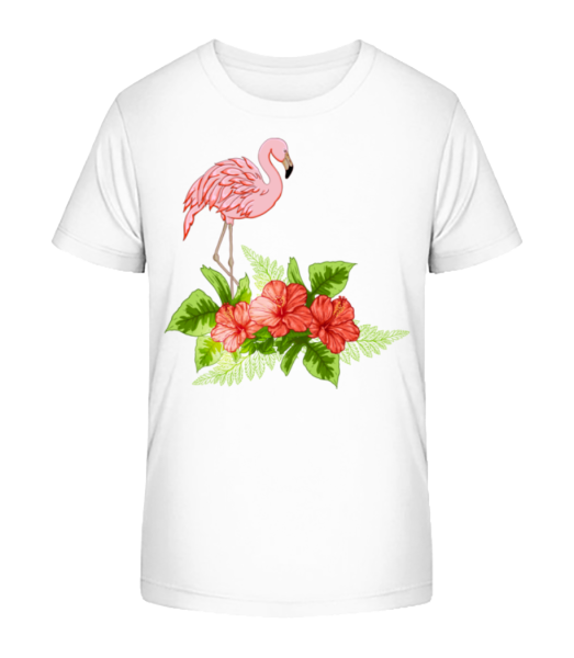 Flamingo In Paradise - Detské bio tričko Stanley Stella - Biela - Predné