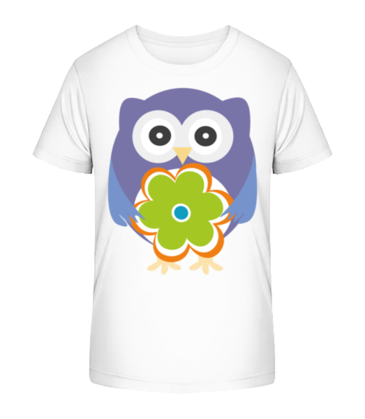 Cute Owl With Flower - Detské bio tričko Stanley Stella - Biela - Predné