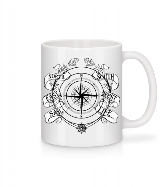 Sailing Compass - Keramický hrnček - Biela - Predné