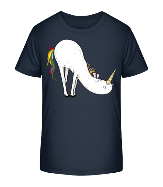 Yoga Unicorn Bücke - Detské bio tričko Stanley Stella - Namornícka modrá - Predné