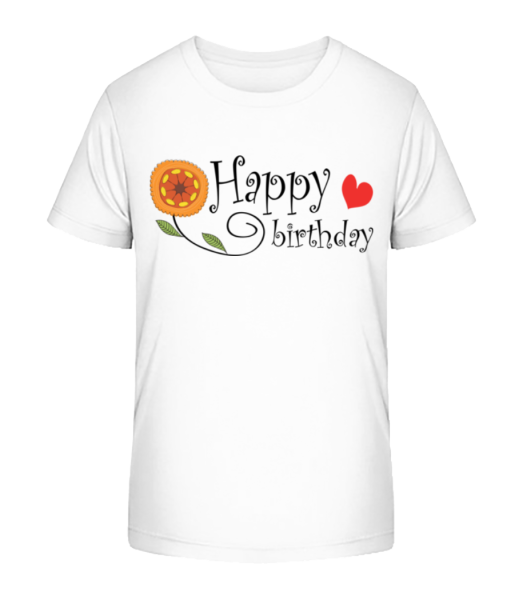 Happy Birthday Flower - Detské bio tričko Stanley Stella - Biela - Predné