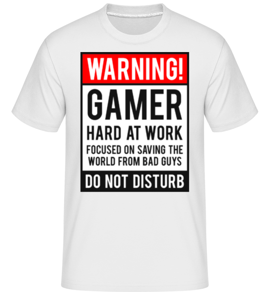 Warning Gamer Hard At Work -  Shirtinator tričko pre pánov - Biela - Predné