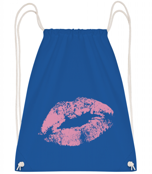 Pink Lips - Drawstring batoh so šnúrkami - Kráľovská modrá - Predné