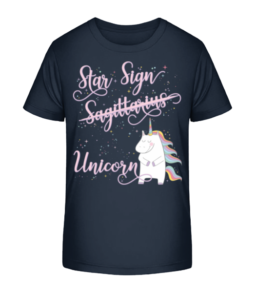 Hviezdne znamenie Unicorn Strelec - Detské bio tričko Stanley Stella - Namornícka modrá - Predné