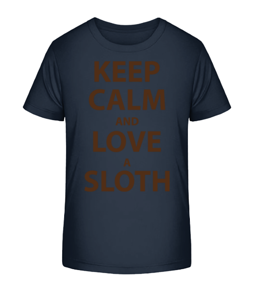Keep Calm And Love A Sloth - Detské bio tričko Stanley Stella - Namornícka modrá - Predné