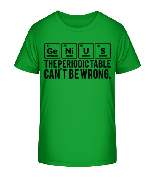 Periodická tabuľka Genius - Detské bio tričko Stanley Stella - Zelená - Predné