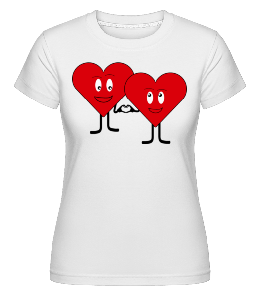 Two Hearts navzájom milovať -  Shirtinator tričko pre dámy - Biela - Predné
