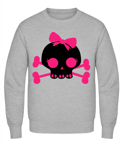 Emo Skull Pink - Klasická mikina sg - Melírovo šedá - Predné