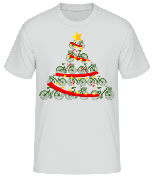 Bicyklový vianočný stromček - Pánske basic tričko - Melírovo šedá - Predné