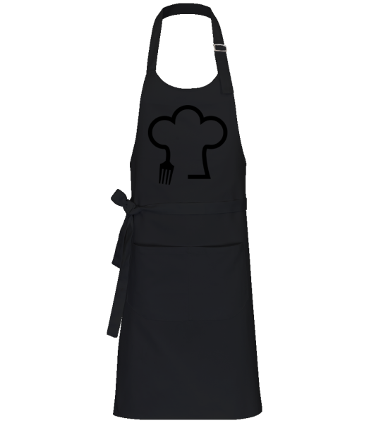 Chef Hat With Fork - Profesionálna zástera - Čierna - Predné