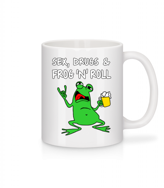 Sex Drugs Frog'n'Roll - Keramický hrnček - Biela - Predné