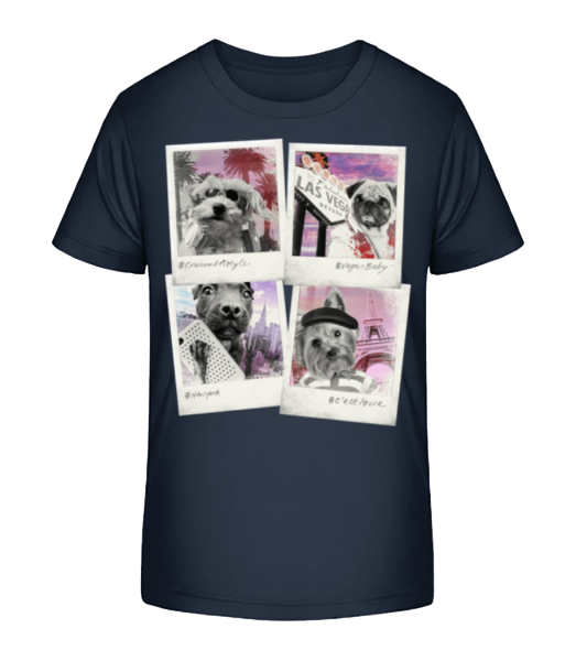 pes Polaroidy - Detské bio tričko Stanley Stella - Namornícka modrá - Predné