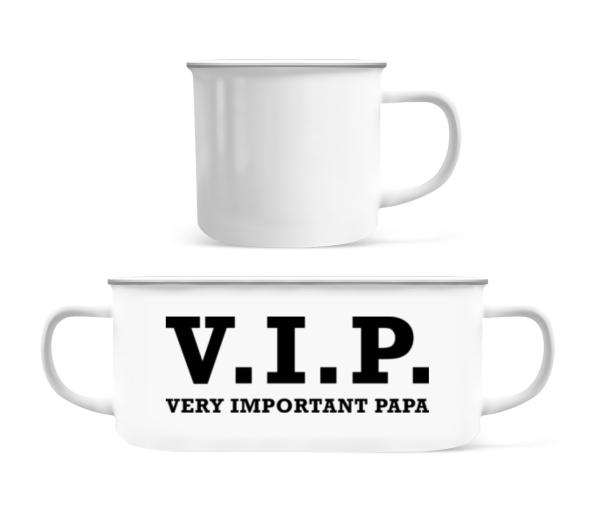 VIP PAPA - Smaltovaný hrnček - Biela - Predné