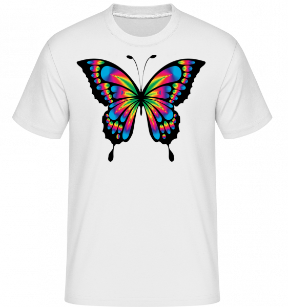 dúha Butterfly -  Shirtinator tričko pre pánov - Biela - Predné