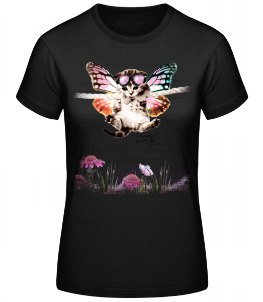 Butterfly Cat - Dámske basic tričko - Čierna - Predné