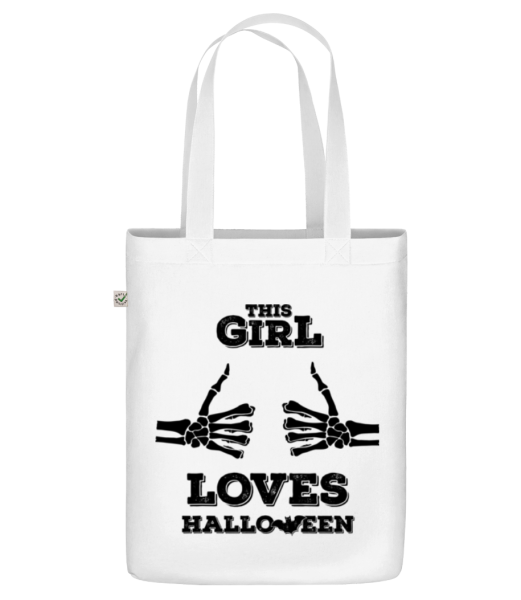 Toto dievča miluje Halloween - Organická taška - Biela - Predné