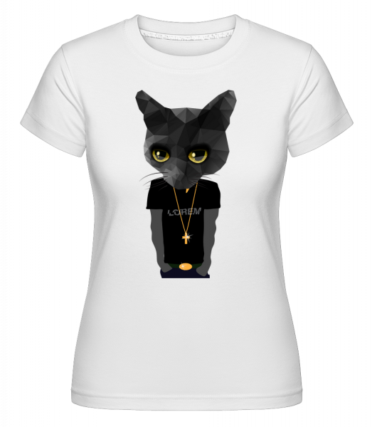 Polygon Gangsta Cat -  Shirtinator tričko pre dámy - Biela - Predné