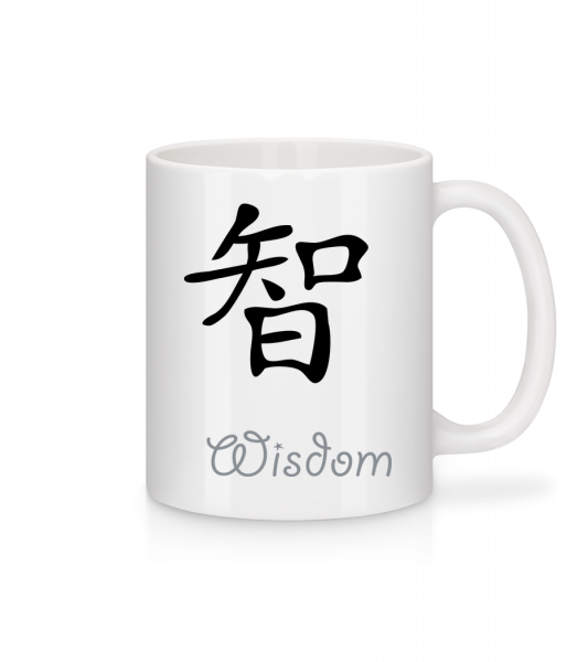 Chinese Sign Wisdom - Keramický hrnček - Biela - Predné