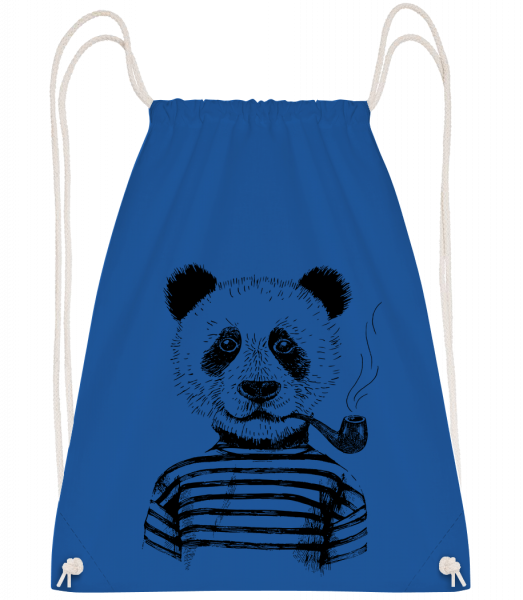 Hipster Panda - Drawstring batoh so šnúrkami - Kráľovská modrá - Predné