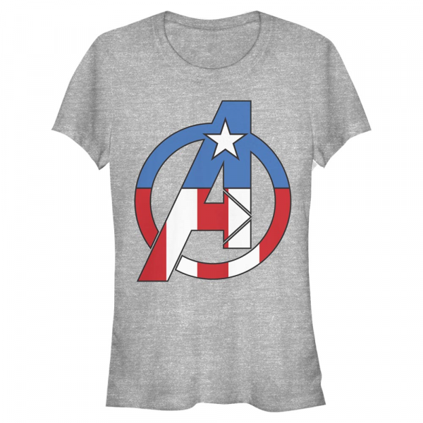 Marvel - Logo Avenger Captian America - Dámske Tričko - Melírovo šedá - Predné