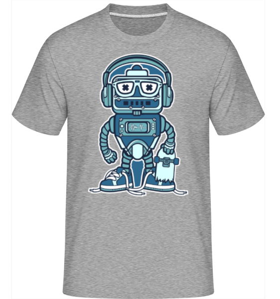 Robot Skater -  Shirtinator tričko pre pánov - Melírovo šedá - Predné