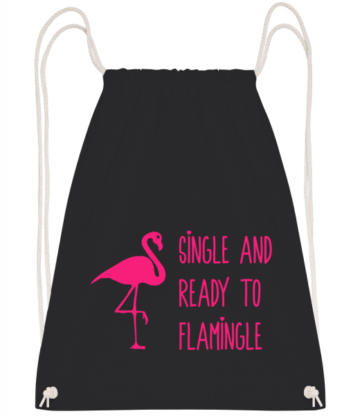 Single And Ready To Flamingle - Drawstring batoh so šnúrkami - čierna - Predné