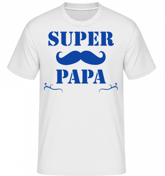 Super Papa - Moustache -  Shirtinator tričko pre pánov - Biela - Predné