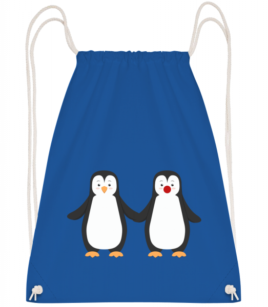 Penguin Couple - Drawstring batoh so šnúrkami - Kráľovská modrá - Predné