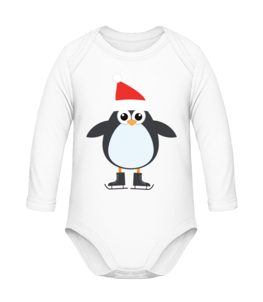 Ice Skate Penguin - Detské body s dlhým rukávom - Biela - Predné