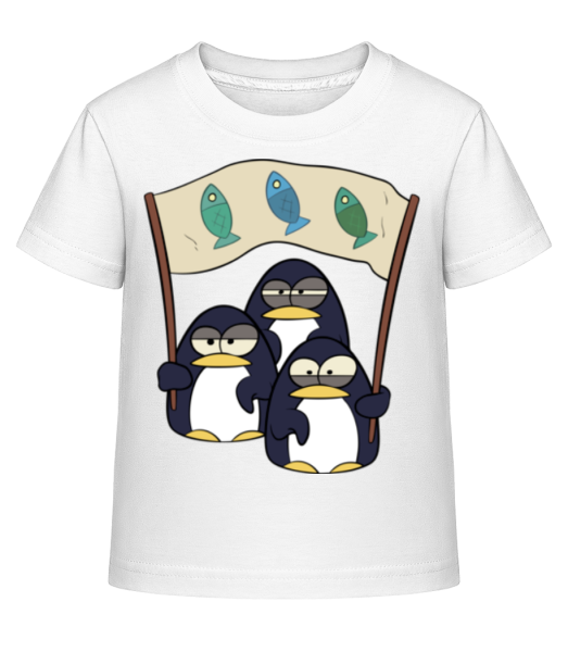 Penguins čakajú na ryby - Detské Shirtinator tričko - Biela - Predné
