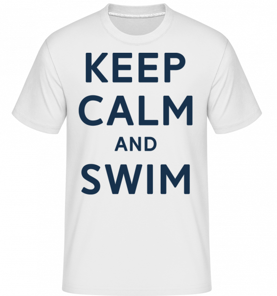 Keep Calm And Swim -  Shirtinator tričko pre pánov - Biela - Predné