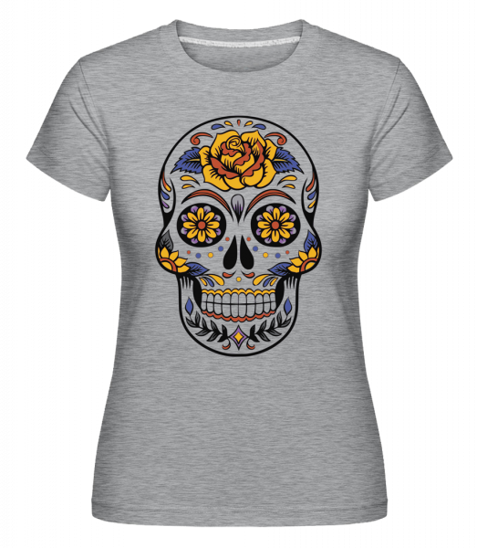 Dia De Los Muertos Skull -  Shirtinator tričko pre dámy - Melírovo šedá - Predné