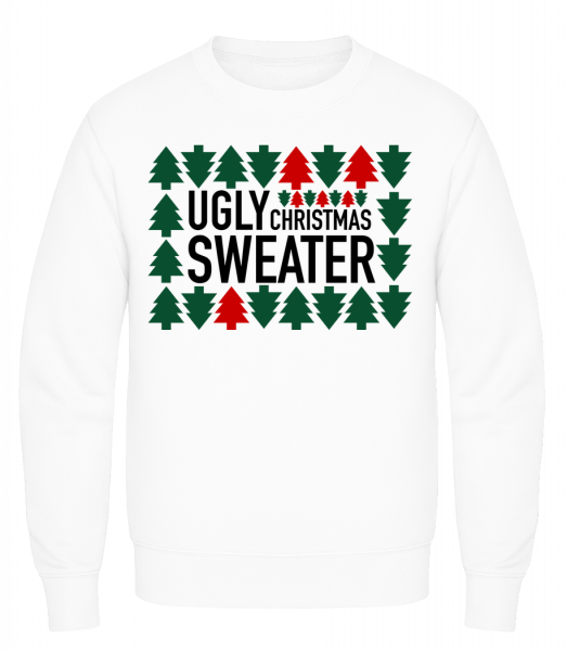 Škaredý vianočné Sweater - Pánska mikina AWDis - Biela - Predné