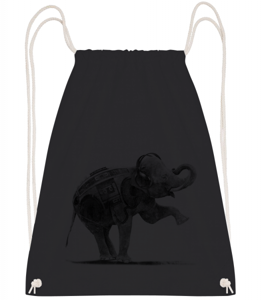 Ghettoblaster Elephant - Drawstring batoh so šnúrkami - Čierna1 - Predné