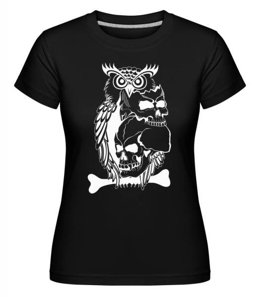 Sovy Skulls Tattoo -  Shirtinator tričko pre dámy - Čierna - Predné