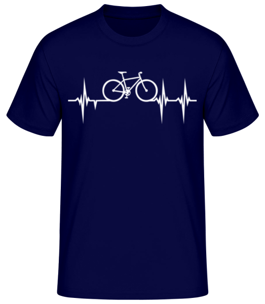 tlkot srdca na bicykli - Pánske basic tričko - Namornícka modrá - Predné