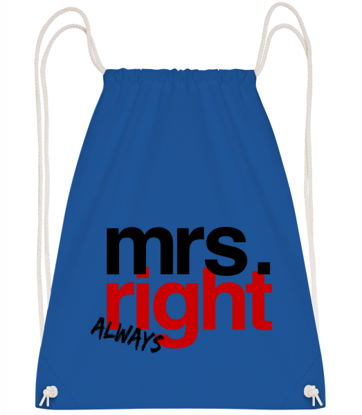 Mrs. Always Right Logo - Drawstring batoh so šnúrkami - Kráľovská modrá - Predné