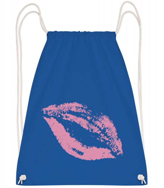 Pink Lips - Drawstring batoh so šnúrkami - Kráľovská modrá - Predné