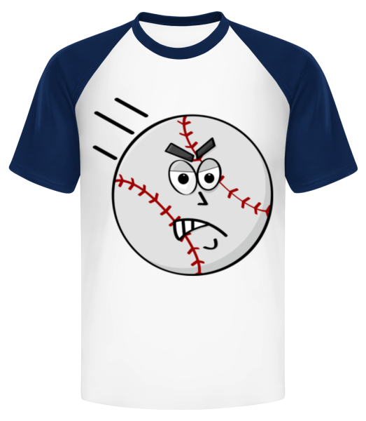 Baseball Smiley - Pánske baseball tričko - Biela / Namornícka modrá - Predné
