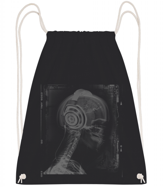 Skeleton Music - Drawstring batoh so šnúrkami - Čierna1 - Predné