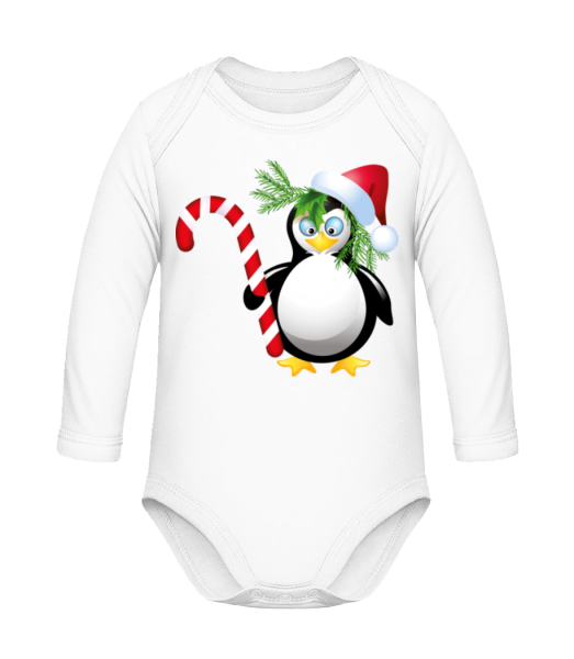 Santa Penguin - Detské body s dlhým rukávom - Biela - Predné