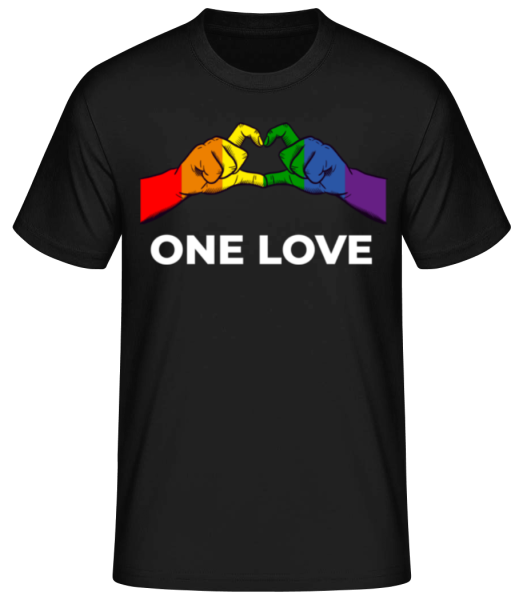 One Love Srdce - Pánske basic tričko - Čierna - Predné