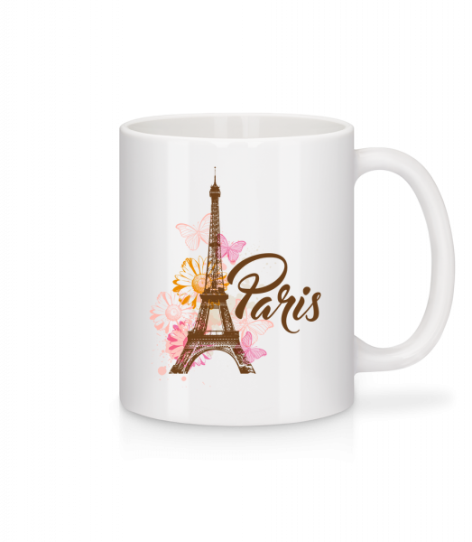 Paris France Brown - Keramický hrnček - Biela - Predné
