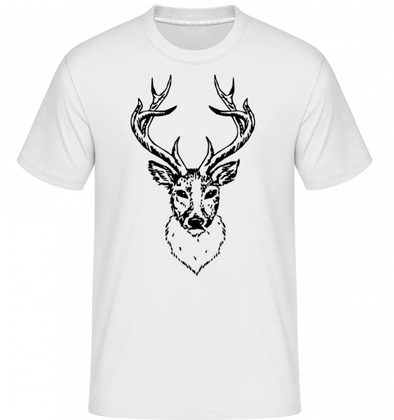 Deer Head Black -  Shirtinator tričko pre pánov - Biela - Predné