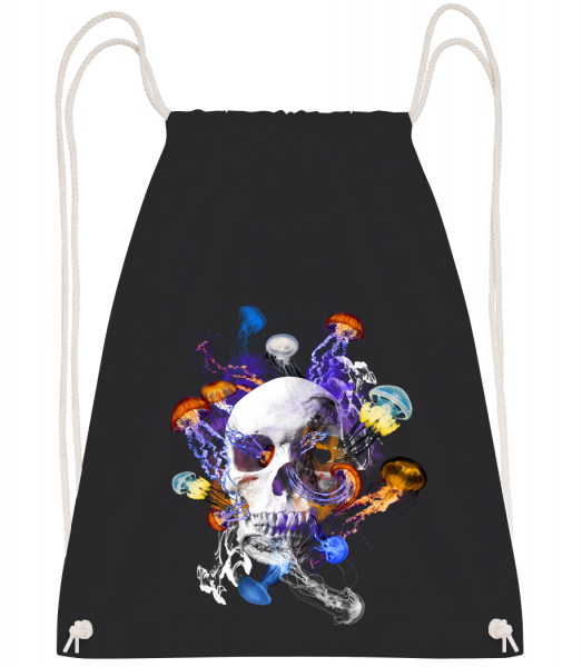 Skull Jellyfish - Drawstring batoh so šnúrkami - Čierna1 - Predné