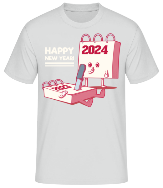 New Year 2024 - Pánske basic tričko - Melírovo šedá - Predné
