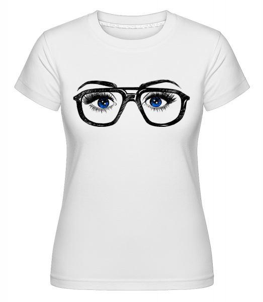 Hipster očí Modrá -  Shirtinator tričko pre dámy - Biela - Predné