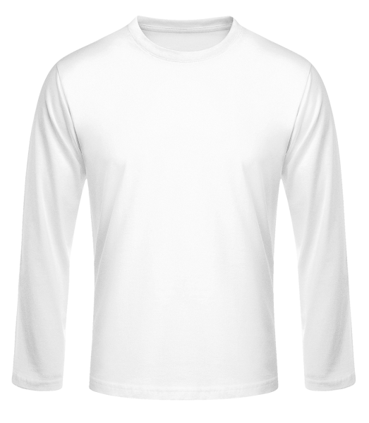 Pánske tričko s dlhým rukávom basic - Biela - Predné