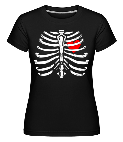 Kostra so srdcom -  Shirtinator tričko pre dámy - Čierna - Predné